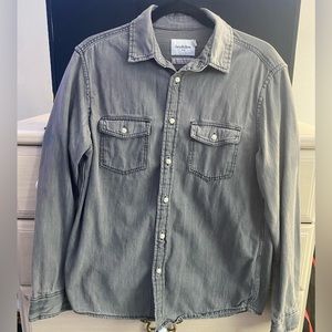 Lightwashed black jean button down long sleeve